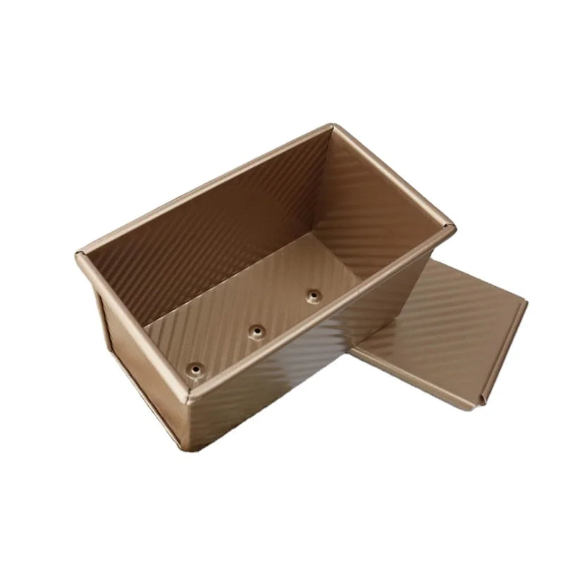Custom 750g Rectangle  Alloy Toast Box Mold Non Stick Sandwich Baking  Corrugated  Toast Mould Box with Cover