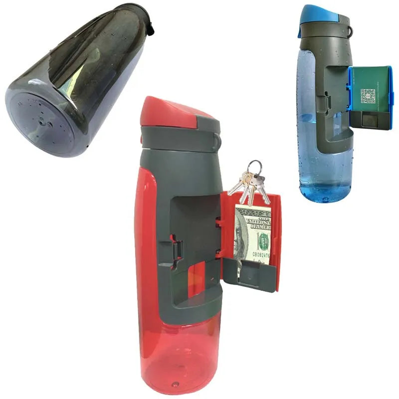 750ML Eco-Friendly Plastic Water Bottle with Card Storage for Camping and Gym Use
