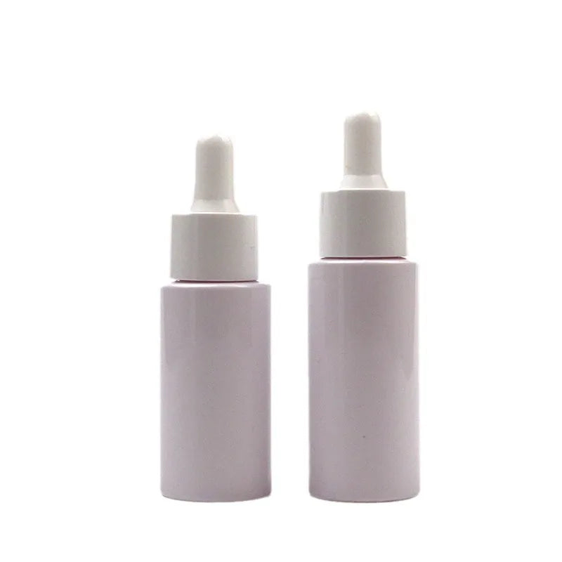 Stock 50ml PET Cosmetic Plastic Liquid for Essence Bottle White Cylindrical Silicone Dropper 30ml 50ml for Beauty Packaging