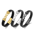 Multi-layer Genuine Leather Bracelet for Men Personalized 8 Bytes Infinite Loop Alloy Magnetic Clasp Bracelet Charm Women Men