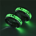 Trendy Titanium Stainless Steel Glow in the Dark Luminous ECG Heart Woman Heartbeat Ring Jewelry