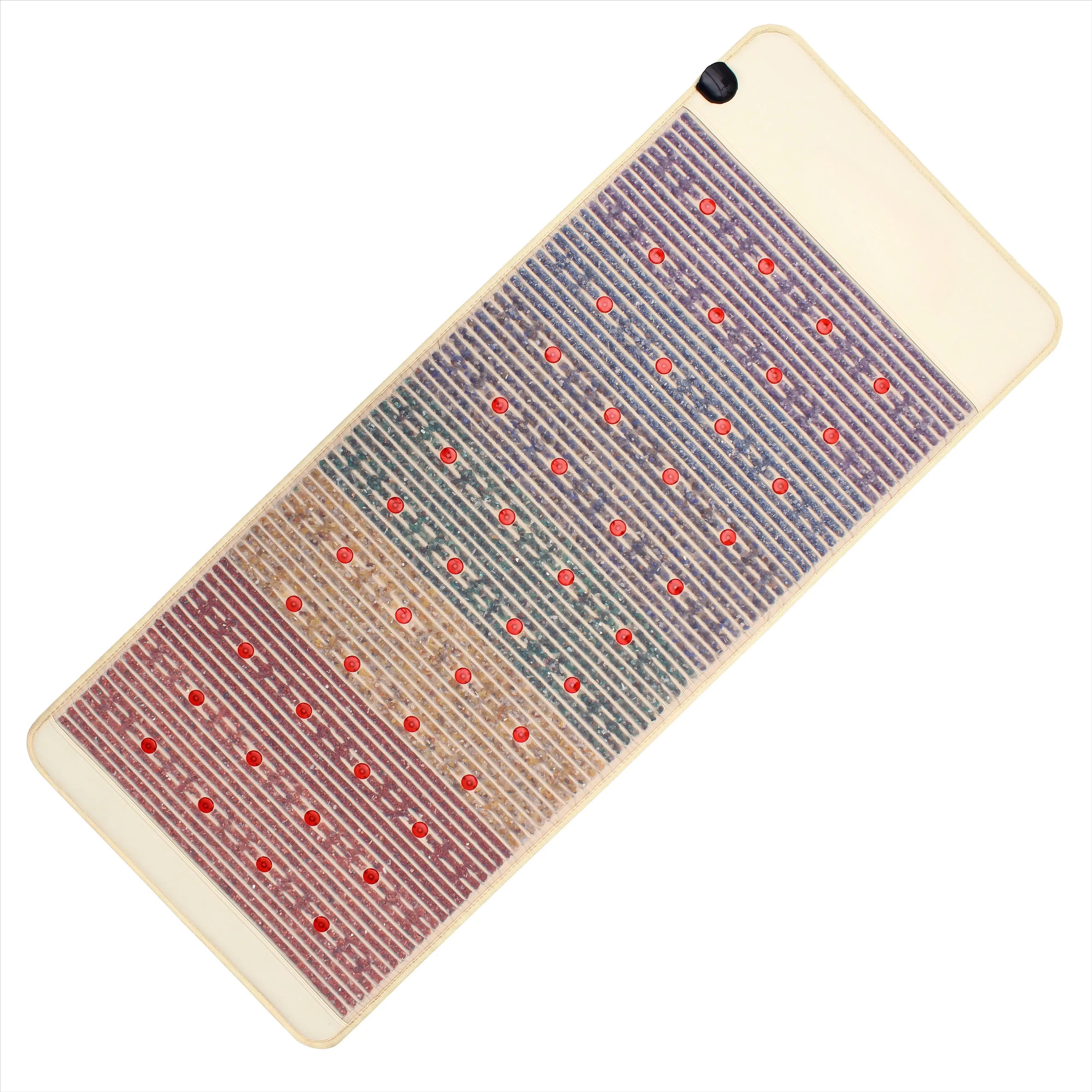 Luxuryade AW8000 Bio Infrared Heated Amethyst Crystal Mat Rainbow 7 Gem Stones PEMF Photon Red Light Therapy Mattress