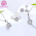 1ct Moissanite Jewelry Hot Sale 925 Sterling Silver Ring Necklace Earring Moissante Jewelry Set for Women Wedding Engagement