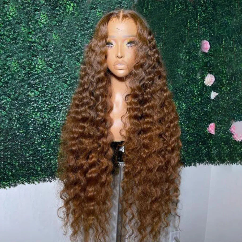 Loose Deep Wave Brown Virgin Brazilian Human Hair Lace Front Wigs for Lace Transparent HD Lace Long Length for Black Women