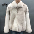 Men Wholesale Winter Warm Full Pelt Fox Fur Jacket Windproof Turn Down Collar Genuine Fox Fur Jacket