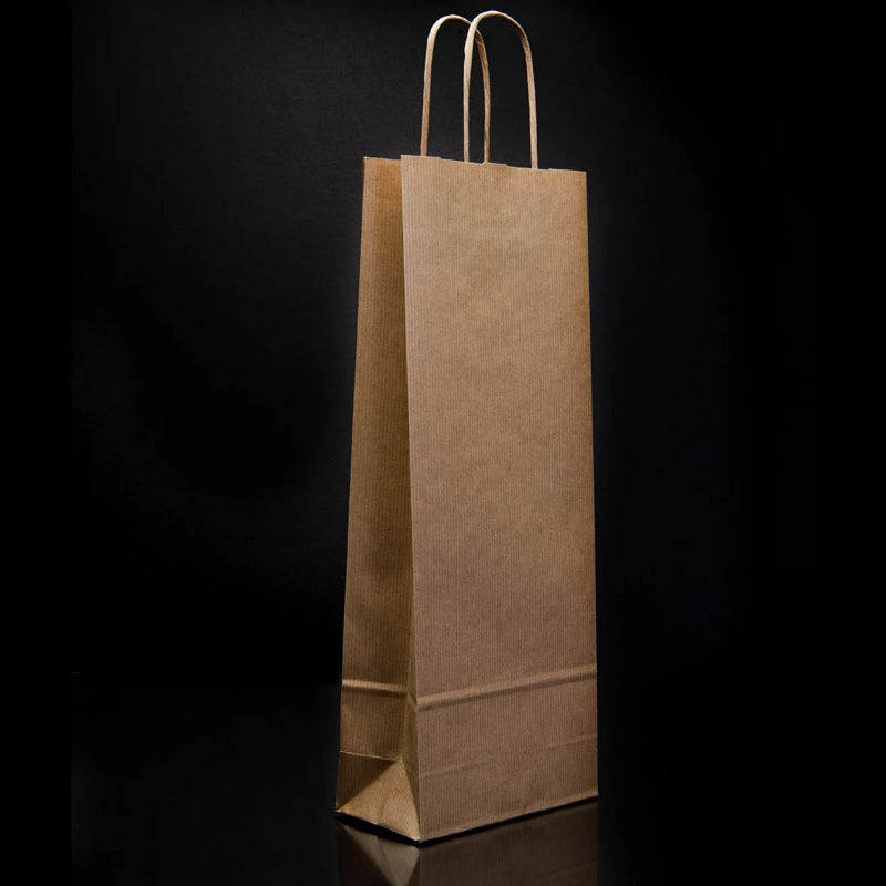 Wholesale Custom Matt Kraft Paper Bag with Handles Red Wine Whiskey Box Packaging for Clothing Shoes Shopping Gift