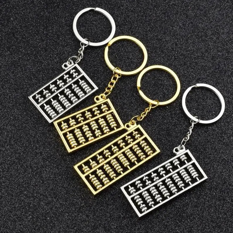 Chinese Calculator Maths 8 Rolls Mini Abacus Keychain Key Ring Toys Metal Pendant Trinket Silver Golden Funny Other Key Chains