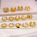 G2190 Anillos De Acero Inoxidable 18K Pvd Gold Plated Jewelry Link Chain Wide Band Adjustable Rings Stainless Steel Ring Women
