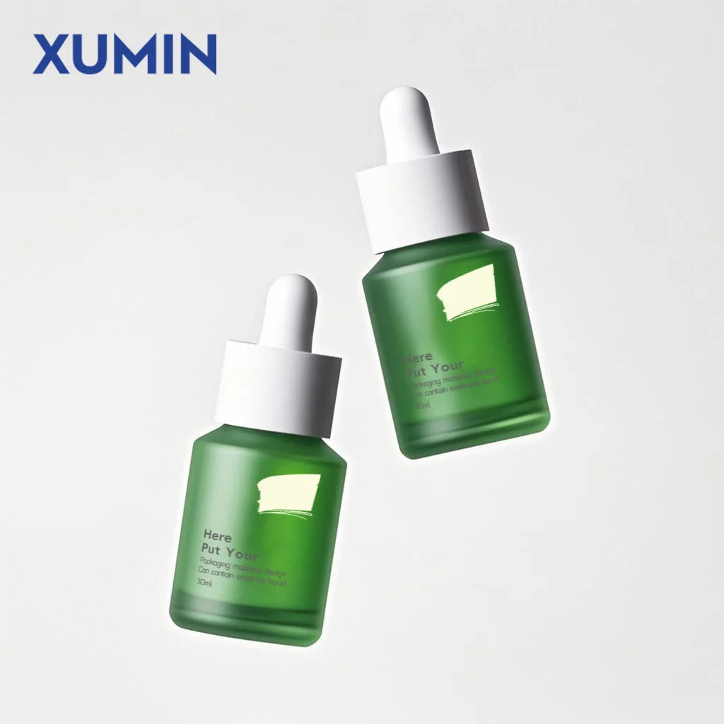Custom Durable Green 30ml 1oz Glass Serum Dropper Bottle Wholesale Frosted Empty Skincare Essential Oil Bottle with Dropper