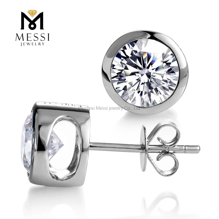 Messi Jewelry Lab Grown 1.0ct CVD HPHT  Diamond  Woman 18k 14k White Gold Lab Diamond Stud Earrings