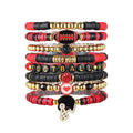 7Pcs Set Bohemian Women Clay Beaded Stretch Stackable Friendship Gameday Bracelet Set Team Jewelry Gifts