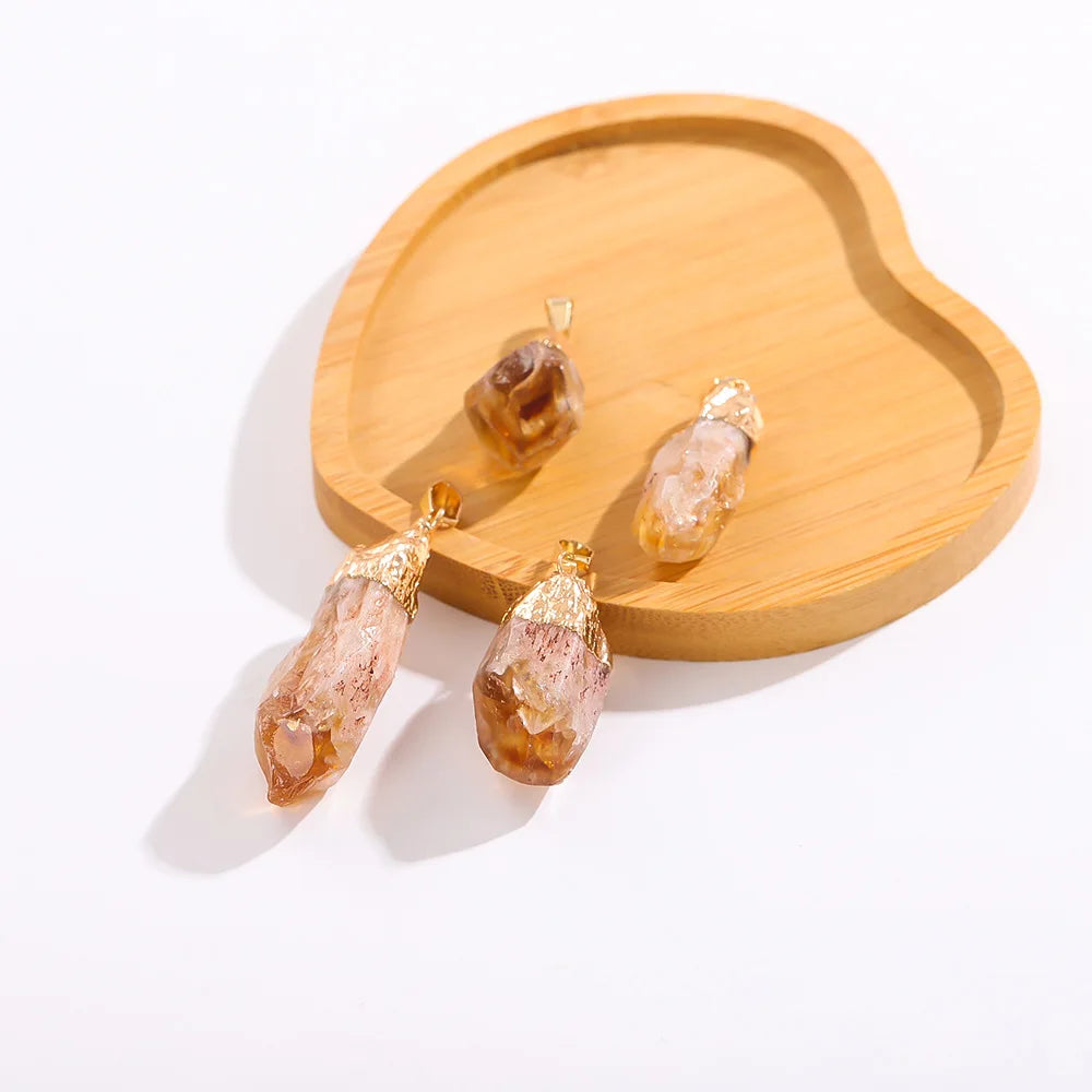 Natural Stone Crystal Citrine Amethyst Pendant Necklace Natural Druzy Quartz Gemstone Pendant Necklace for Women and Men