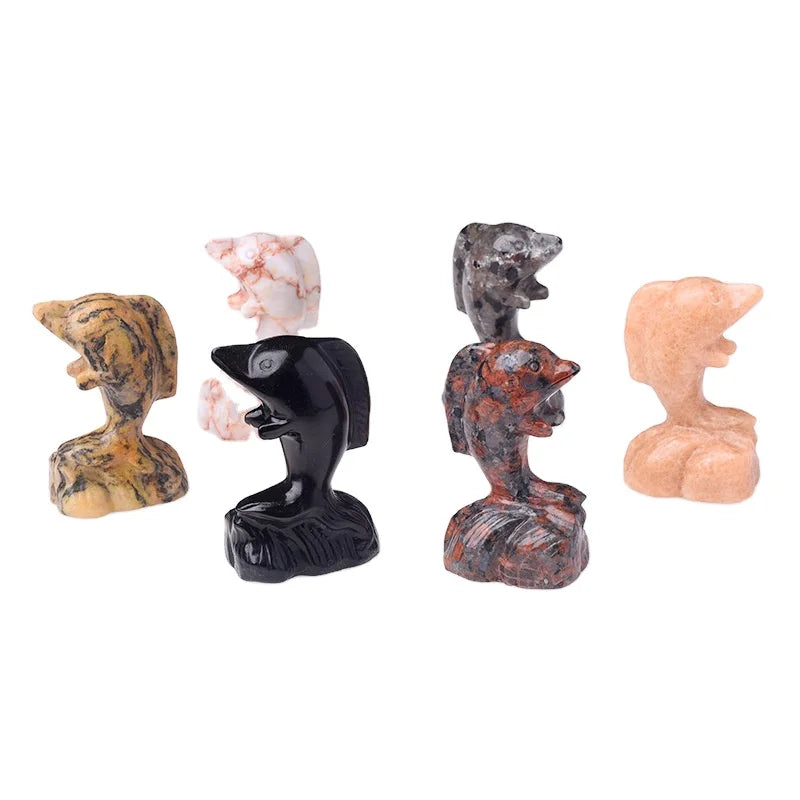 HZ Healing Crystal Stone Crafts Gemstone Animal Dolphin Carving For Home Decoration