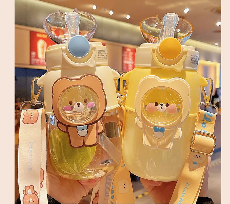 700ml Portable Children Drinking Plastic Straw Cup School Sports Water Bottle for Kids