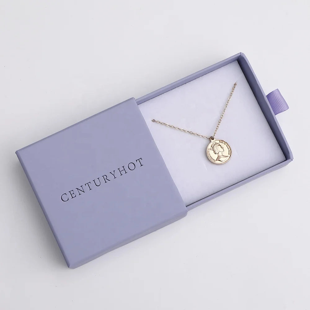 PUPPYSEW Custom logo 9*9cm Lilac Jewelry Box With Logo High Quality Jewelry Packaging  Box Sliding Box with logo Custom