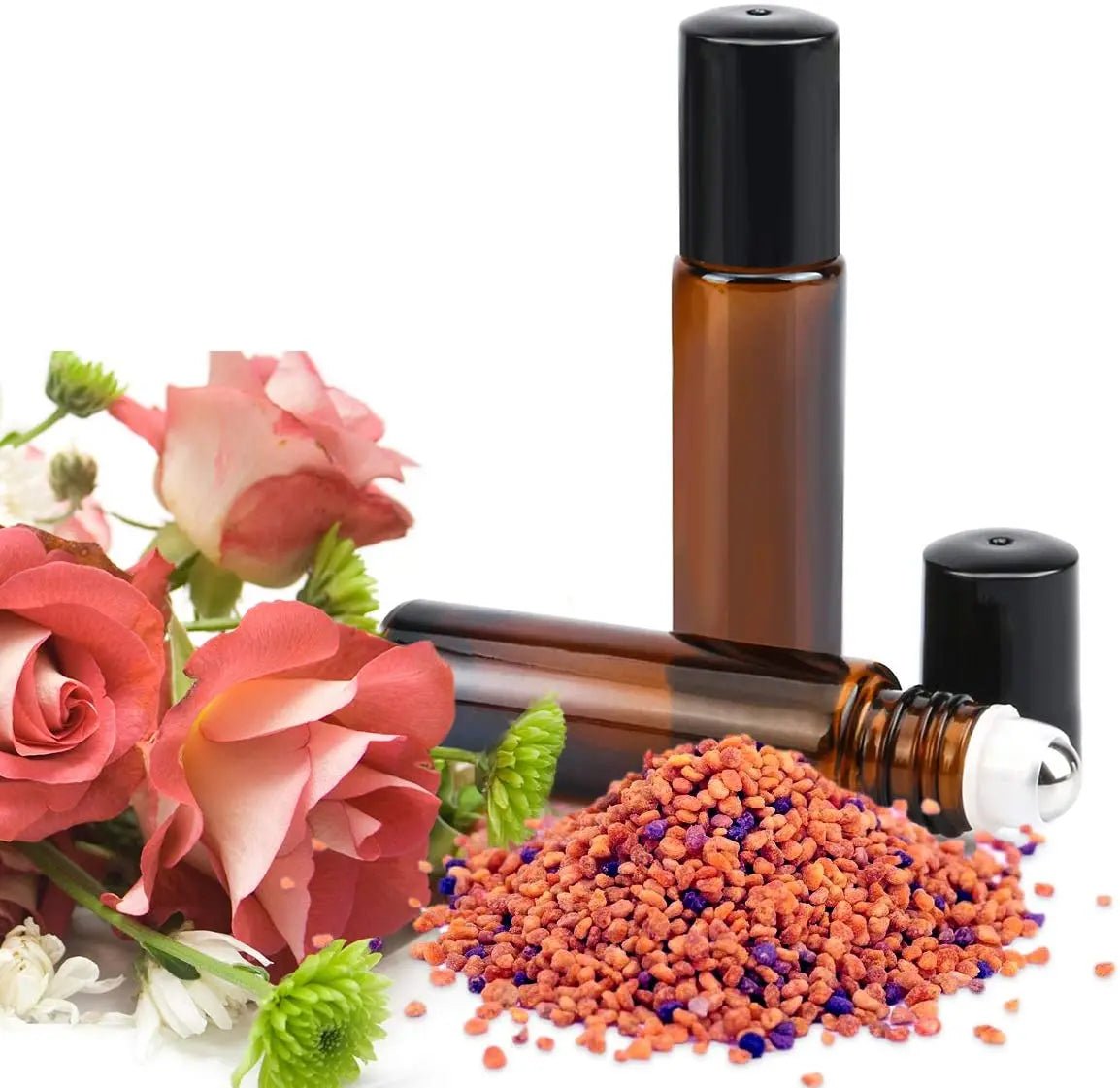 Glass Roller Bottle 24 Pack 10 ml Amber Essential Oil Roller Bottles with Stainless Steel Roller Balls