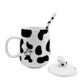 White Milk Cup with Cow Pattern Custom logo Printing Ceramic Cups for Coffee or Tea