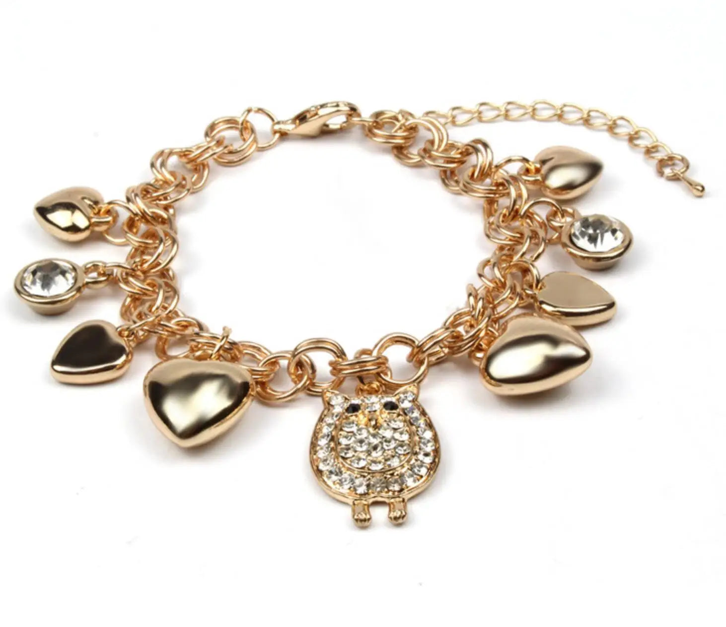 Fashion Gold Chain Bracelets Heart Shape Bracelet Charm Bracelet Wholesale WH0003