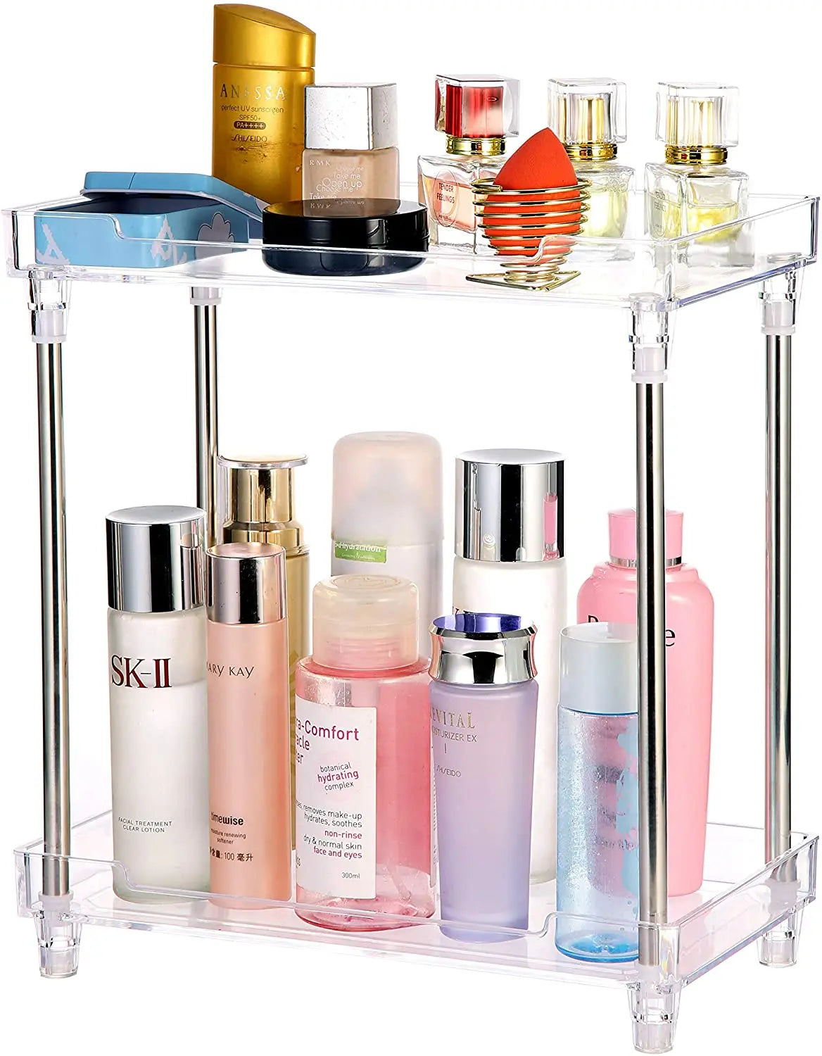 Plastic Eco-Friendly Folding Bathroom Organizer Countertop Single Tier Vanity Tray Corner Shelf for Makeup Cosmetic Perfume