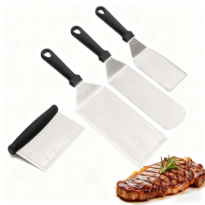 Multipurpose BBQ Tools Set Frying Steak Shovel Stainless Steel Heat Resistant Non-Stick Turner Spatula Kit BBQ Grill Dough