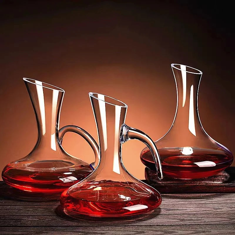 100% Hand Blown U-Shaped High Quality Lead-free Crystal Glass Wine Decanter Aerator 1.8L Modern Business Gifts for Home Bar