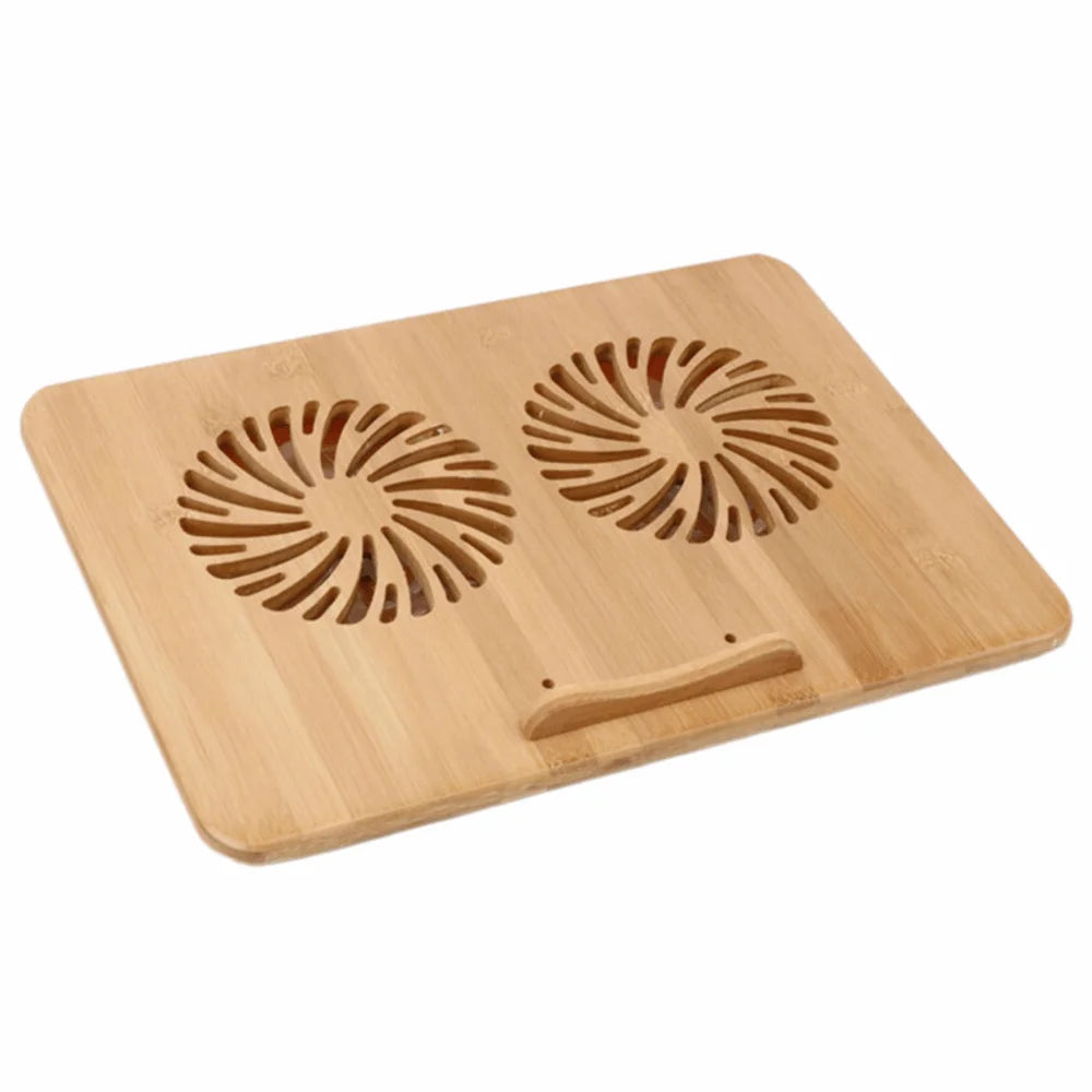 Universal Adjustable Bamboo Laptop Cooling Pad Notebook Cooler Holder Laptop Stand Radiator with Cooling Fan