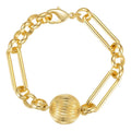 Latest High Quality 18K Gold Plated Brass Jewelry Lantern Ball Charms Design Gold Color Link Chain Bracelet B212234