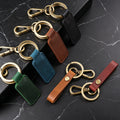 Vintage Handmade Genuine Leather Keychain with Brass Hardware for Car Keys