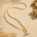 YF6073 Simple Stainless Steel 18k Gold Plated OT Buckle Pearl Necklace Design Versatile Jewelry