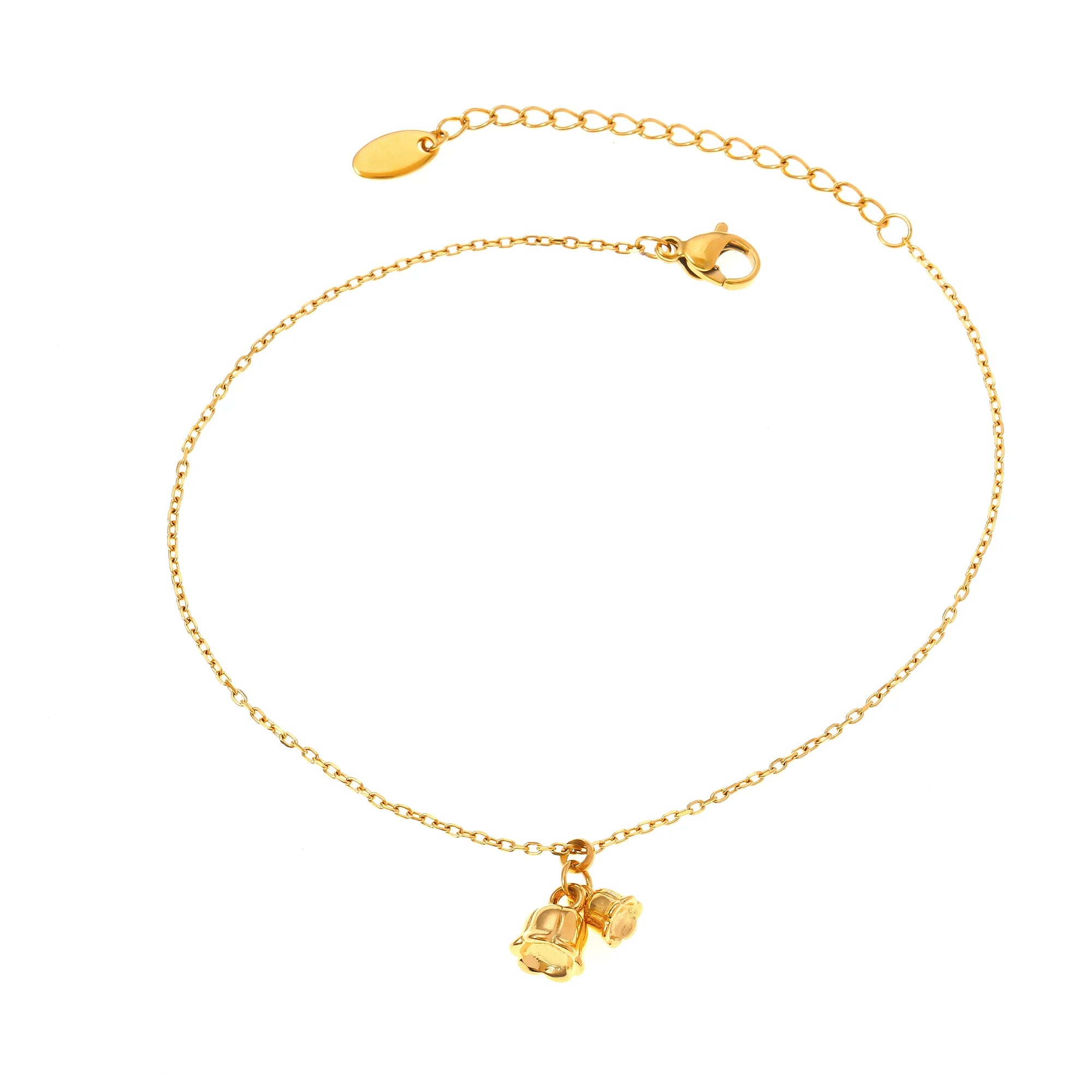 New Geometric Lily of the Valley Pendant Gold Anklet Female Titanium Steel Plated 18k Gold Fashion Light Luxury Accessories