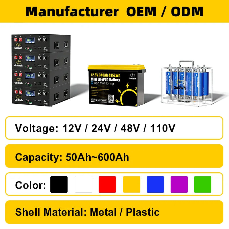 Customized Logo Color Packaging Spot 12V 24V 100Ah 200Ah Lifepo4 12.8V 25.6V LiFePo4 Lithium Battery 200Ah Caravan Yacht Battery