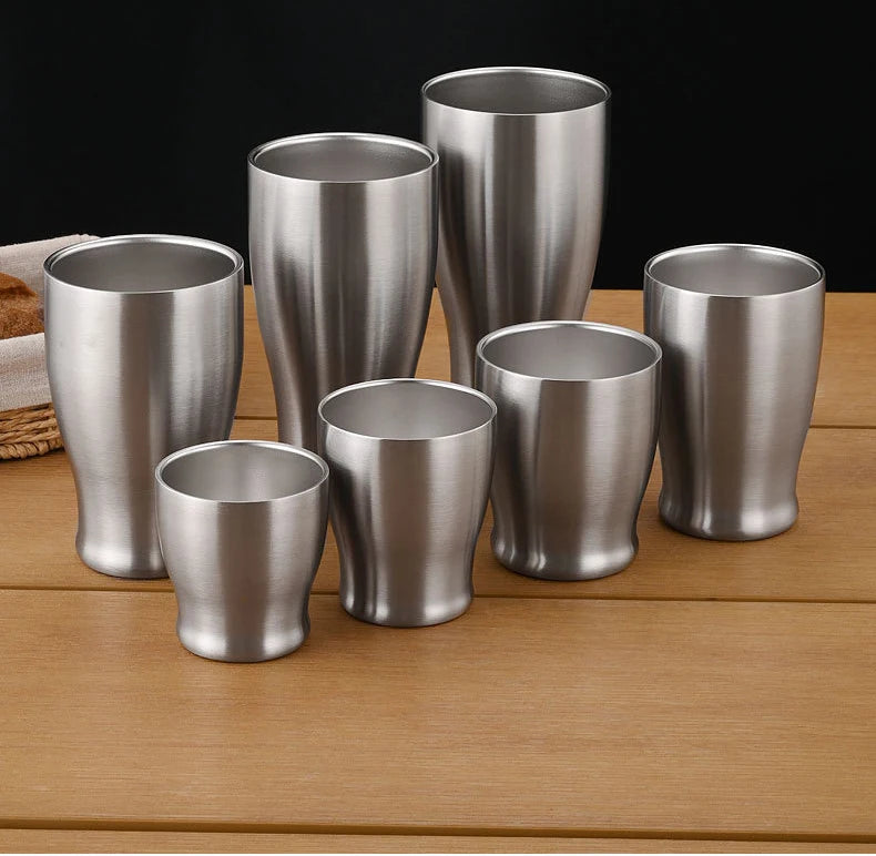 Double-Wall Keep Cold Beer Cup 304 Stainless Steel 700 ml Big Gold Texture Water Mugs Coffee Travel Anti-scalding Long Shape Cup