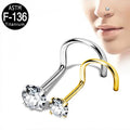 GZN ASTM F136 Titanium Nose Rings CZ Round Tops Nose Screw Rings Piercing Jewelry Factory