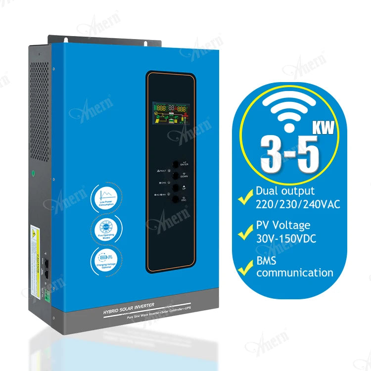 Anern 12v 24v 48v Hybrid 3kw 3.6kw 6.2kw 10kva 20kva Solar Inverter