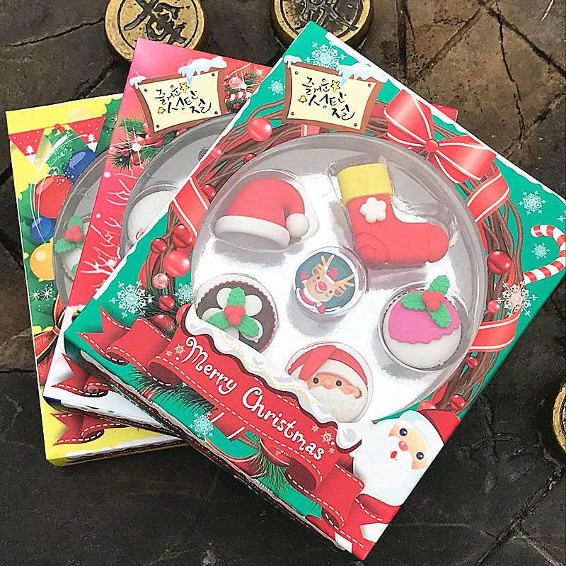 R344 Santa Creative Animal Eraser Set for Children Girls Multi Color PVC Material Christmas Gift