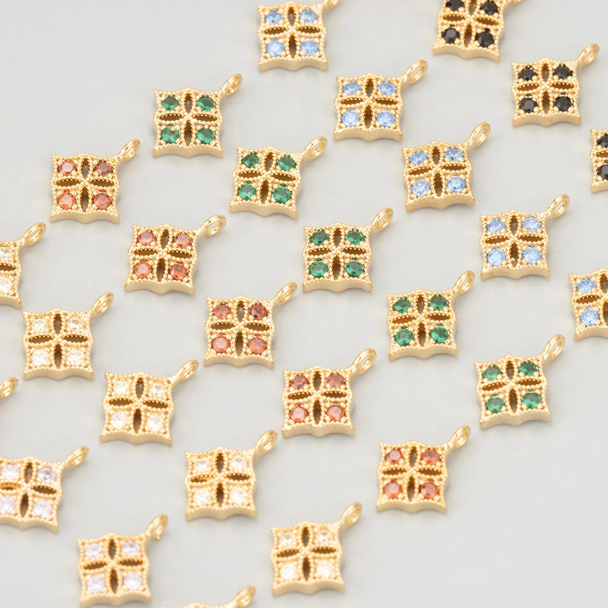 MF36 6pcs/Lot Wholesale 18K Gold Rhodium Plated Copper Zircon Charms Jewelry Accessories for DIY Pendants Necklace Making