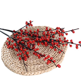 DREA Artificial Red Berry Flower Stems New Year Holly Berry Branches for Holiday Home Decor and Crafts