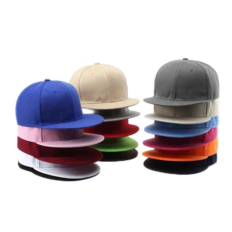 Wholesale Vintage Flat Brim 6 Panels Cap Polyester Solid Color Vintage Sports Snapback Cap Unisex for Four Season