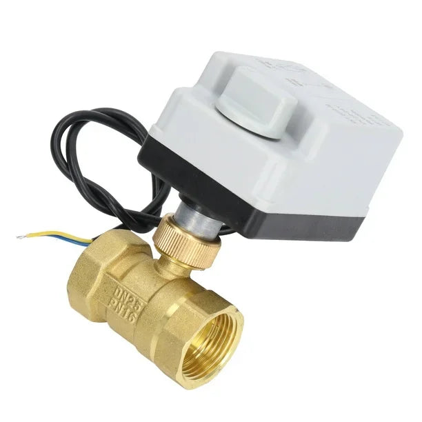TMOK RTS DN25 1"inch 220V Three Line Two Control Brass Motorized Electric Ball Valve with Manual Switch