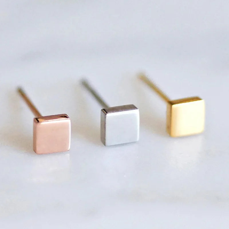 Fashionable Simplicity Stainless Steel Earrings Square Mini Earrings Cross-Border Jewelry Wholesale