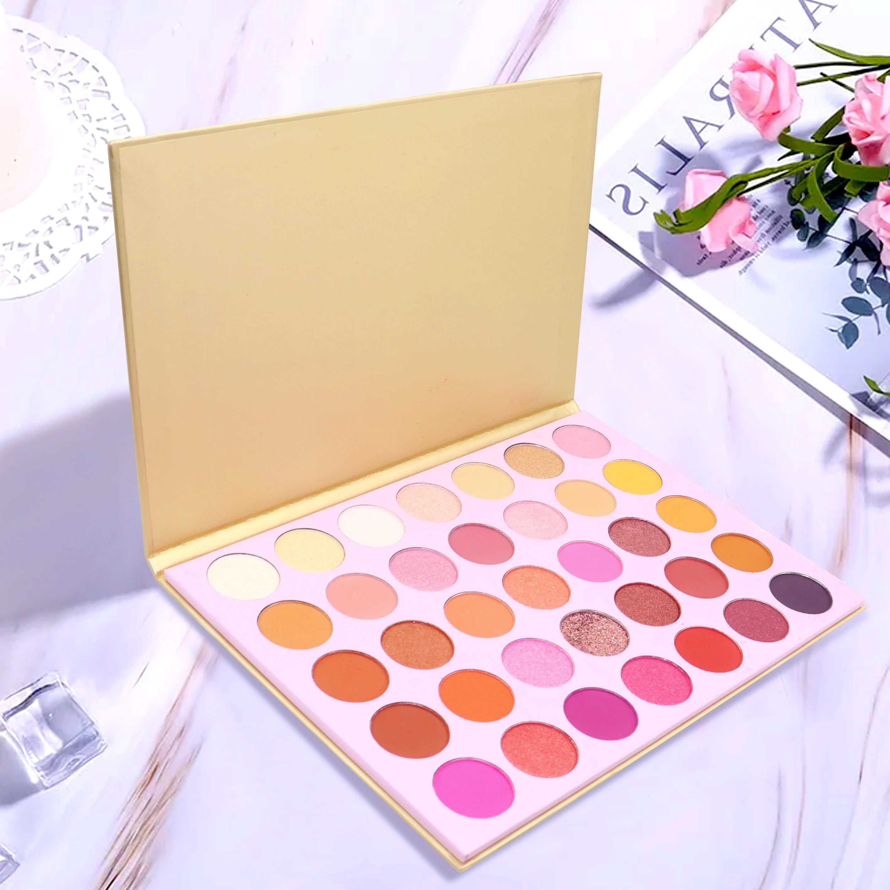 Wholesale Custom logo New 35 Color Best Glitter Multichrome Eyeshadow Pressed Pallette Vegan Private Label