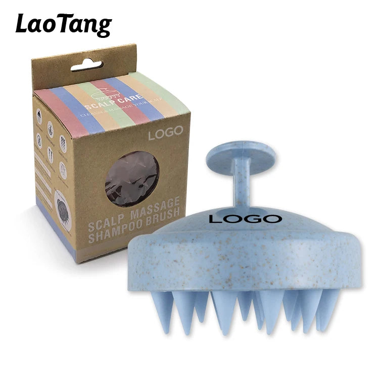 Custom Logo Soft Wheat Straw Silicone Hair Brush Compact Cushioned Scalp Massager with Vent Feature Effective Removing Dandruff