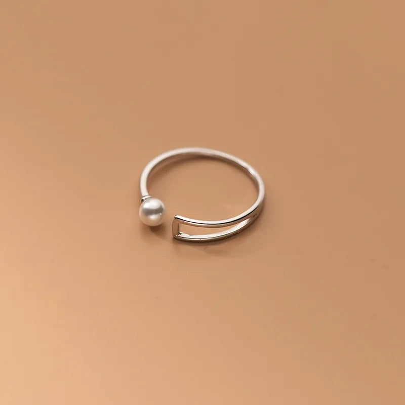 Adjustable Authentic 925 Sterling Silver Jewelry Pearl Ring for Women Jewelry Original Design