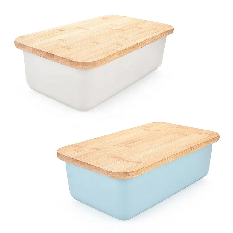 Countertop Space-Saving Silicone Bread Loaf Storage Box with Wooden Lid Food Container