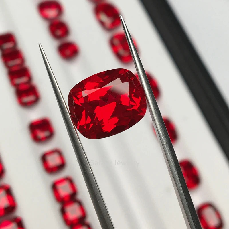 Lab Synthetic Ruby Fancy Shape Elongated Cushion Cut Loose Gemstone 5A Quality Various Size Pigeon Blood Ruby for Sale