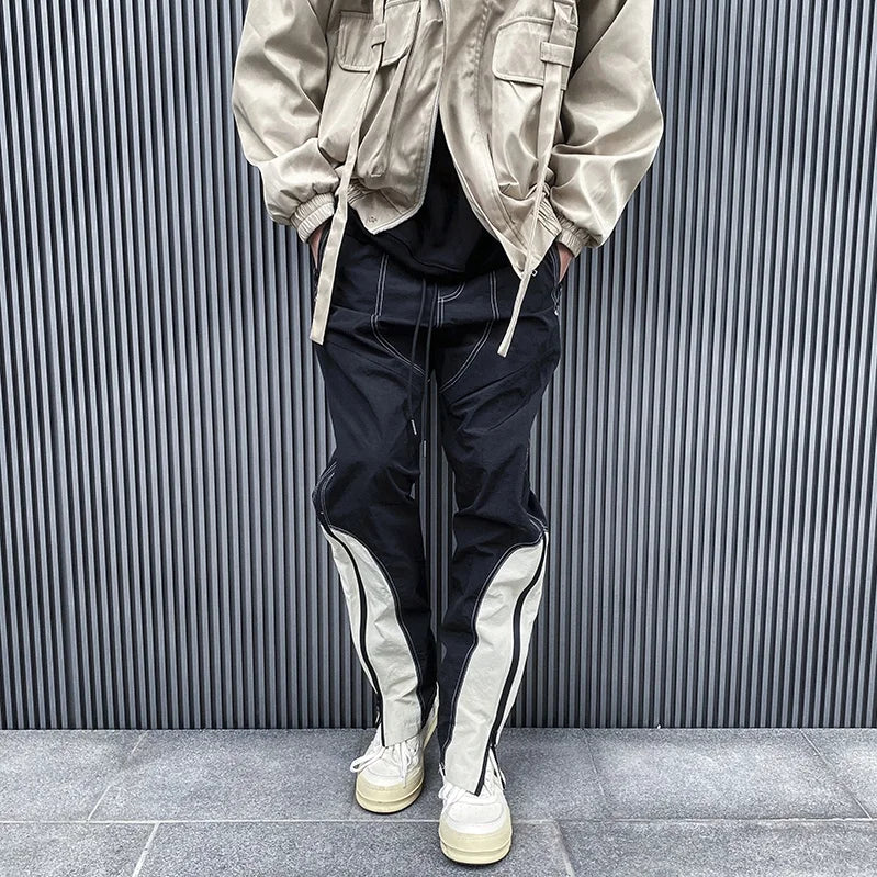 Custom Label Trousers for Men Drop Ship Men Teen Boys Street Wear Stock Nylon Zipper Pants