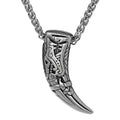 MECYLIFE Celtic Wolf Necklace Stainless Steel Fan Pendant Necklace Nordic Viking Necklace Tooth Pendant