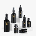 5ml 10ml 15ml 20ml 30ml 50ml 100ml Glossy Black Dark Violet Glass Euro Essential Oil Serum Bottles with Dropper Treatment Pump