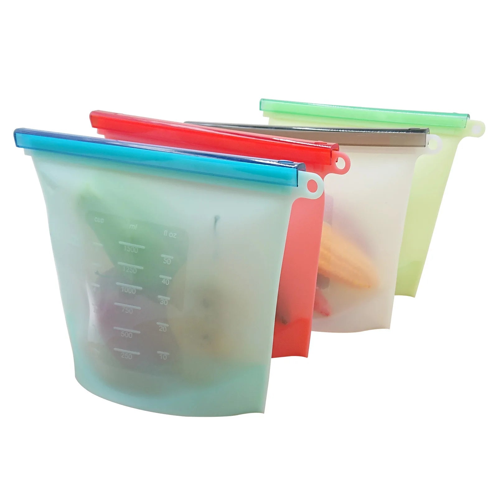 Eco-Friendly Reusable 500ml 1000ml 1500ml 3000ml 4000ml Leakproof Silicone Ziplock Food Storage Bag for Food