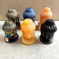 Wholesale Carved Black Obsidian Buddha Head Natural Yellow Calcite Crystal Buddha